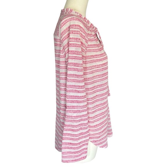 Loft Red White Striped Round Neck Long Sleeve Pullover Top Women's Sz M - Picture 5 of 10